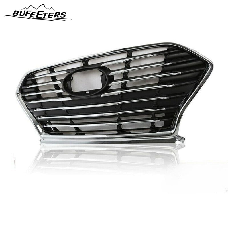 BUFEETERS    Front Bumper Upper Grille Fit For 2018 2019 Hyundai Sonata,Factory Style,Chrome&Black