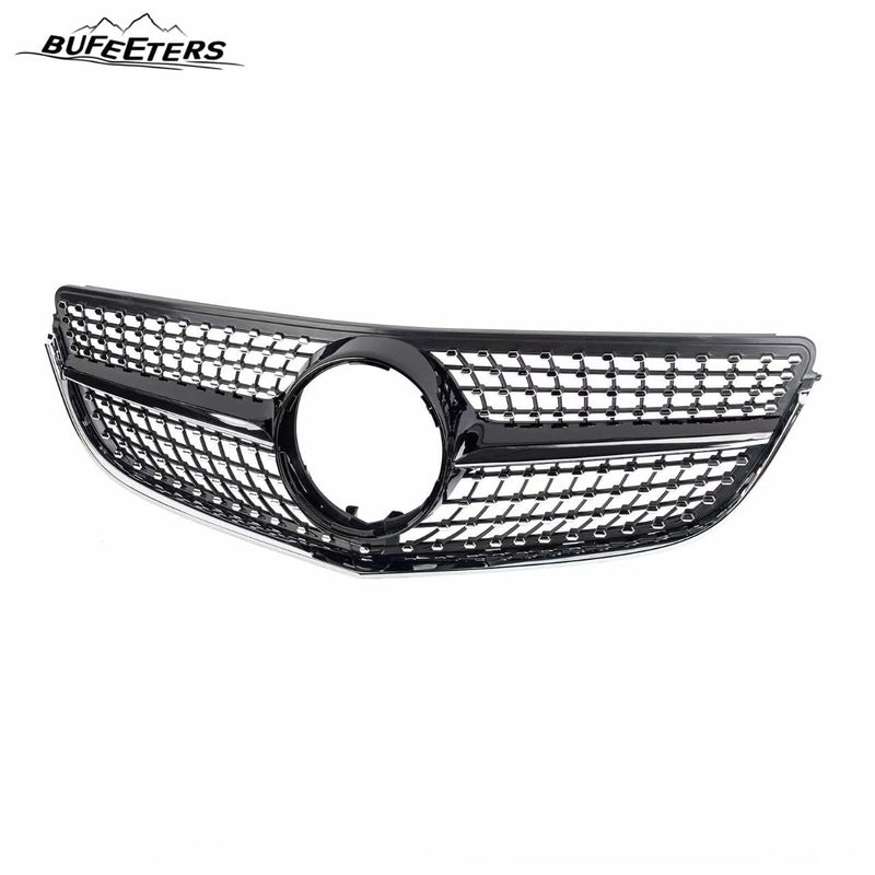 BUFEETERS  Front Bumper Upper Grille Fit For 2014 2015 2016 2017 Mercedes Benz W207 E-CLASS Coupe Facelift,Diamond Style,Black
