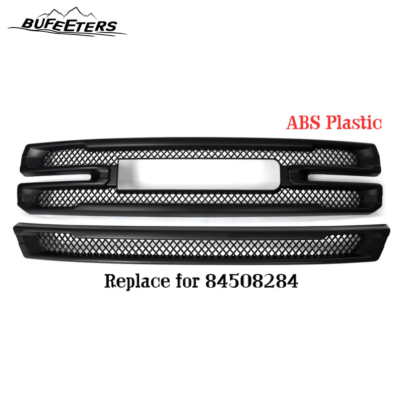 BUFEETERS Front Bumper Grille Covers Grill Overlay Fit For 2019 2020 2021 GMC Sierra 1500 SLT AT4,Factory Style,Matte Black