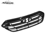 BUFEETERS    Front Bumper Grille W/o Camera Hole Fit For 2017 2018 Hyundai Santa Fe Sport,Horizontal Billet Style,Gloss Black