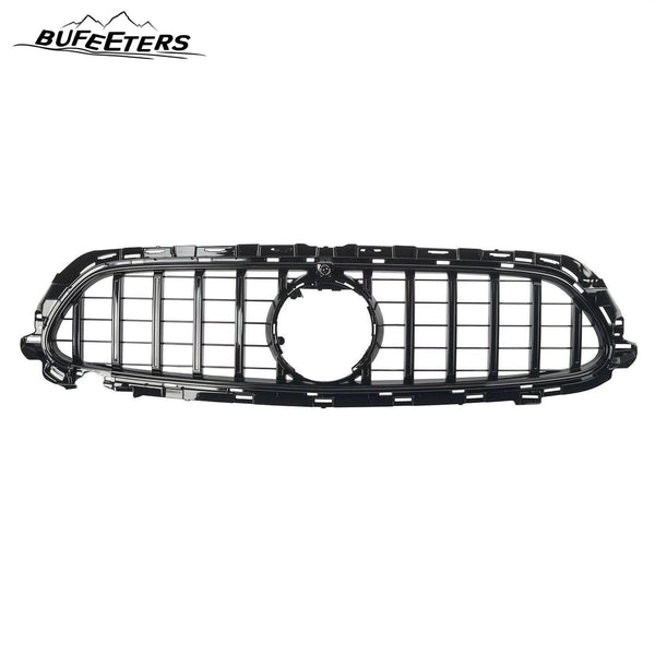 BUFEETERS  Front Bumper Upper Grille Fit For 2021 2022 Mercedes Benz W213 E-Class Sedan Facelift (Sport or standard),GT/Panamericana Style,All Black
