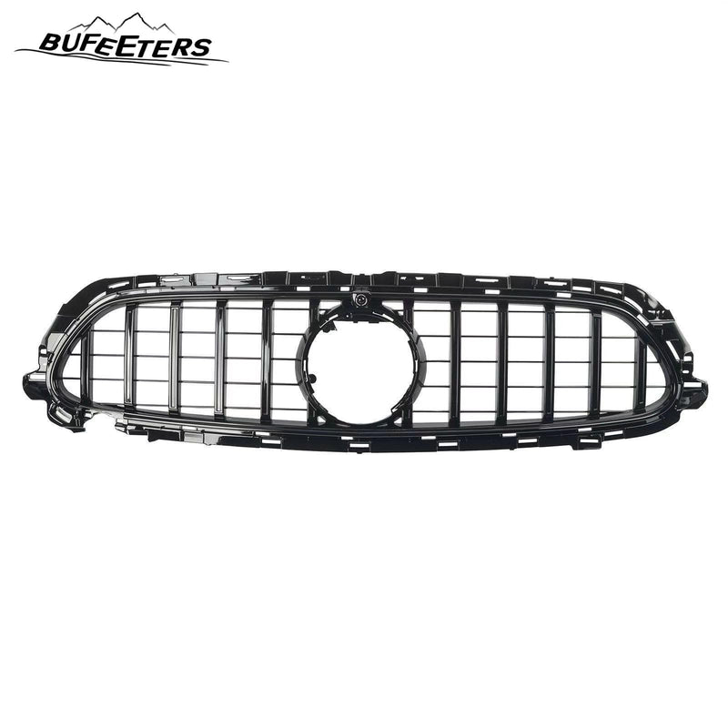 BUFEETERS  Front Bumper Upper Grille w/Camera Hole Fit For 2021 2022 Mercedes Benz W213 E350 E450,GT/Panamericana Style,Chrome&Black