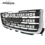BUFEETERS  Front Bumper Upper Grille Chrome with Textured Black Fit For 2011 2012 2013 2014 GMC Sierra 2500 HD Sierra 3500 HD