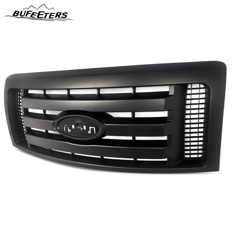 BUFEETERS  Front Bumper Grille Upper Grill Fit For 2009 2010 2011 2012 2013 2014 Ford F-150 F150 XLT,Factory Style,Matte Black