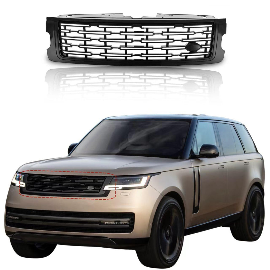 BUFEETERS Front Bumper Upper Grille Fit For 2018 2019 2020 2021 2022 Land Rover Range Rover,2023 Style,Gloss Black