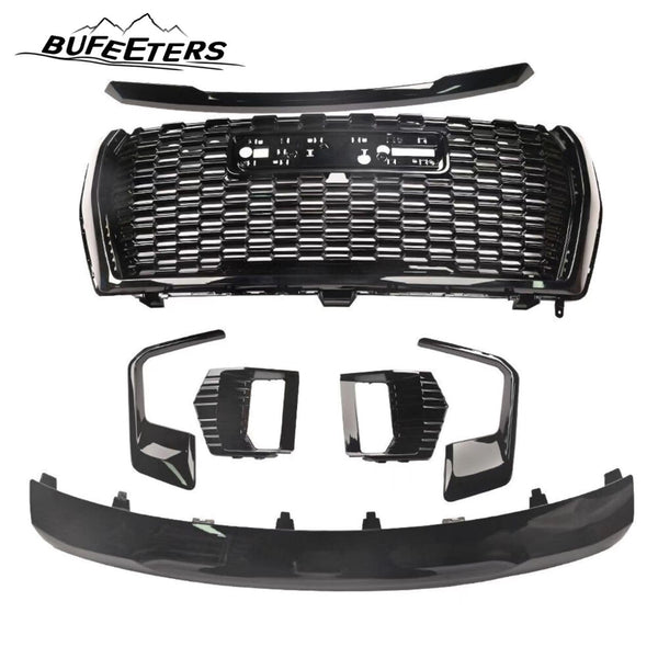 BUFEETERS Front Grille Grill Hood Trim Molding Set Fit For 2021 2022 2023 GMC Yukon/XL Denali,Gloss Black