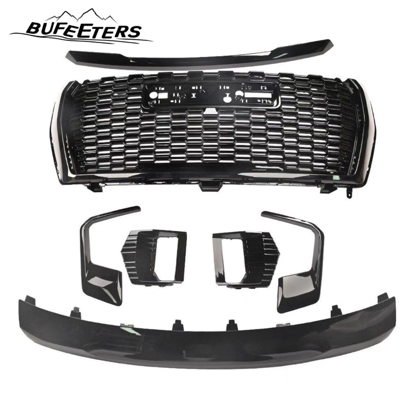 BUFEETERS Front Grille Grill Hood Trim Molding Set Fit For 2021 2022 2023 GMC Yukon/XL Denali,Gloss Black