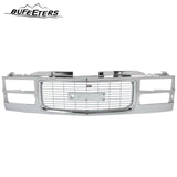 BUFEETERS   Front Bumper Upper Chrome Grille Assembly Fit For GMC C/K 1500 2500 3500 1994 1995 1996 1997 1998 1999 2000 Yukon,Chrome&Silver