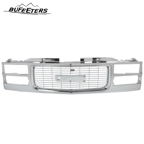 BUFEETERS   Front Bumper Upper Chrome Grille Assembly Fit For GMC C/K 1500 2500 3500 1994 1995 1996 1997 1998 1999 2000 Yukon,Chrome&Silver