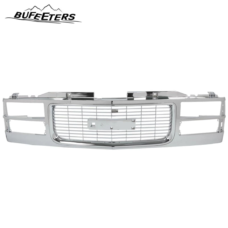 BUFEETERS   Front Bumper Upper Chrome Grille Assembly Fit For GMC C/K 1500 2500 3500 1994 1995 1996 1997 1998 1999 2000 Yukon,Chrome&Silver