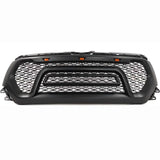 BUFEETERS  Front Upper Grille w/LED Fit For 2019 2020 2021 2022 2023 Dodge Ram 1500,Rebel Style,Matte Black