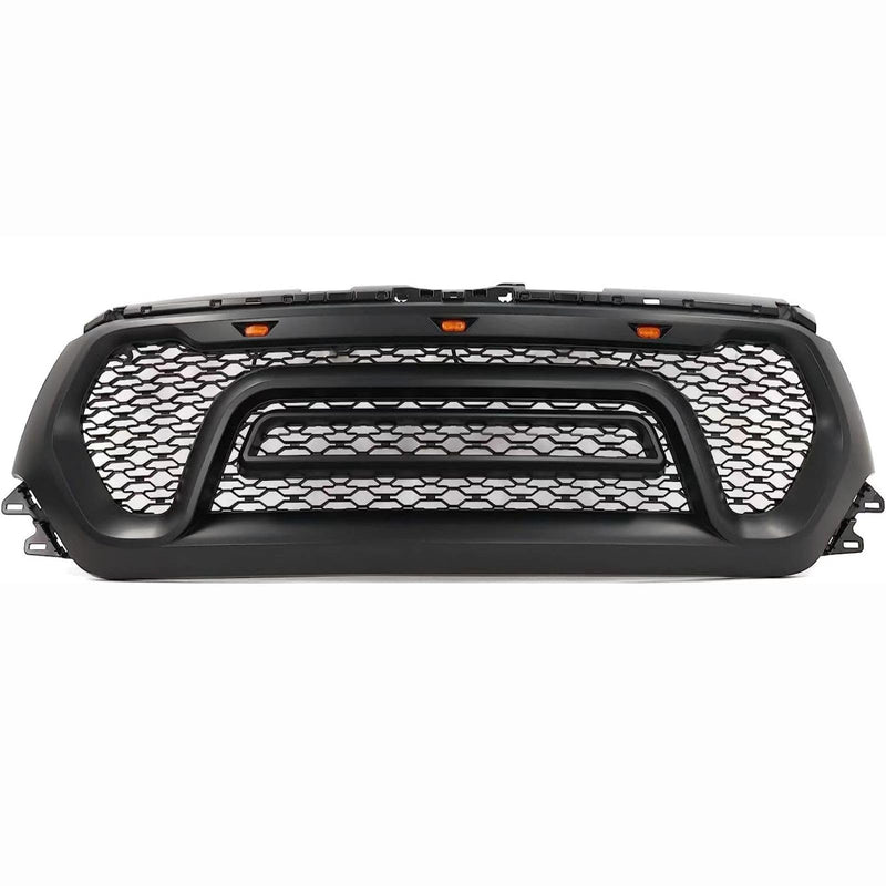 BUFEETERS  Front Upper Grille w/LED Fit For 2019 2020 2021 2022 2023 Dodge Ram 1500,Rebel Style,Matte Black