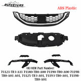 BUFEETERS  6PCS Front Radiator Grille Headlight & Bumper Brackets Fit For 2013 2014 2015 Honda Civic Sedan,Mesh Style,Chrome&Black
