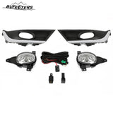 BUFEETERS  Front Bumper Grille Headlight Trim Fog Light Set Fit For 2017 2018 2019 Honda CRV CR-V,Mesh Style,Chrome&Black&Silver