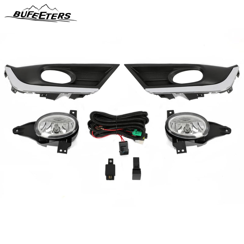 BUFEETERS  Front Bumper Grille Headlight Trim Fog Light Set Fit For 2017 2018 2019 Honda CRV CR-V,Mesh Style,Chrome&Black&Silver