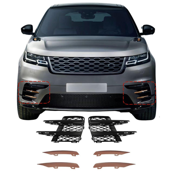 BUFEETERS 1 Pair Front Bumper Fog Lamp Black  Grille Cover Fit For 2018 2019 2020 2021 Land Rover Range Rover Velar