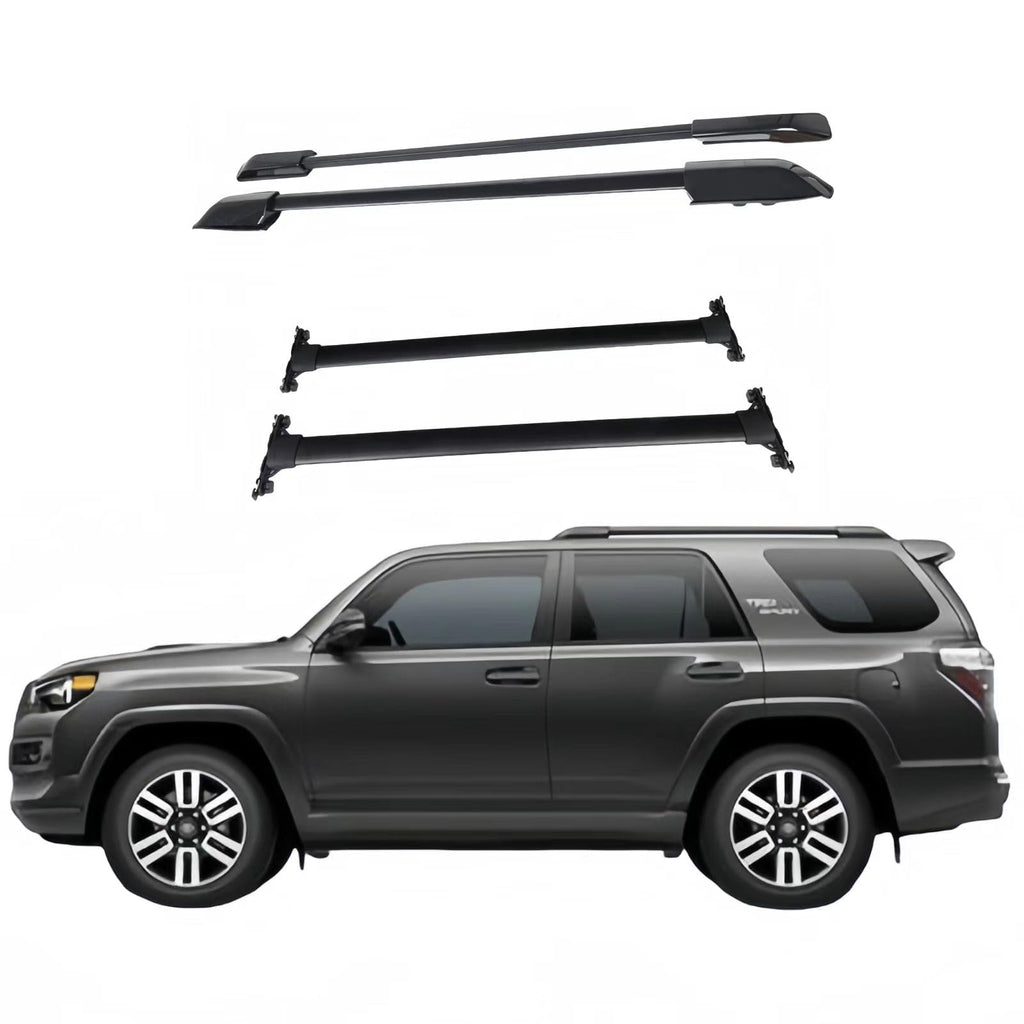 BUFEETERS  Roof Rack Side Rails + Crossbars Fit For 2010-2024 Toyota 4Runner,Black,165 lbs