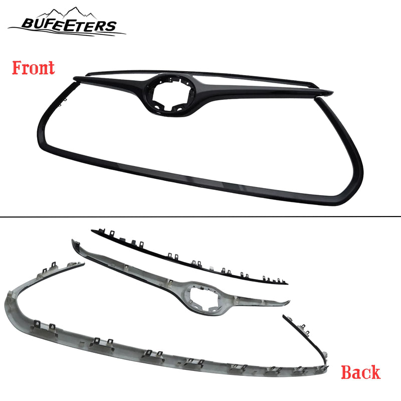 BUFEETERS Front Grille Molding Trim Cover Fit For 2020 2021 2022 2023 Toyota Highlander,Factory Style,Gloss Black