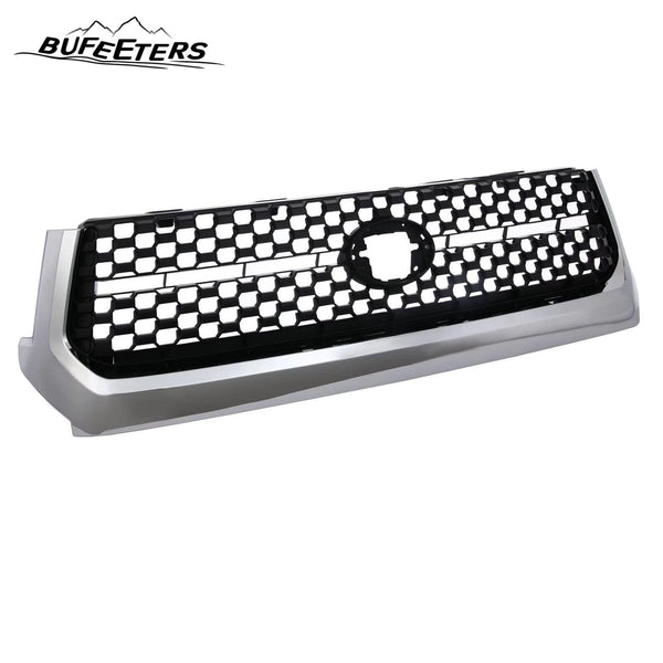 BUFEETERS Front Bumper Upper Grille Fit For 2014 2015 2016 2017 2018 2019 2020 Toyota Tundra,Honeycomb Style,Chrome&Matte Black