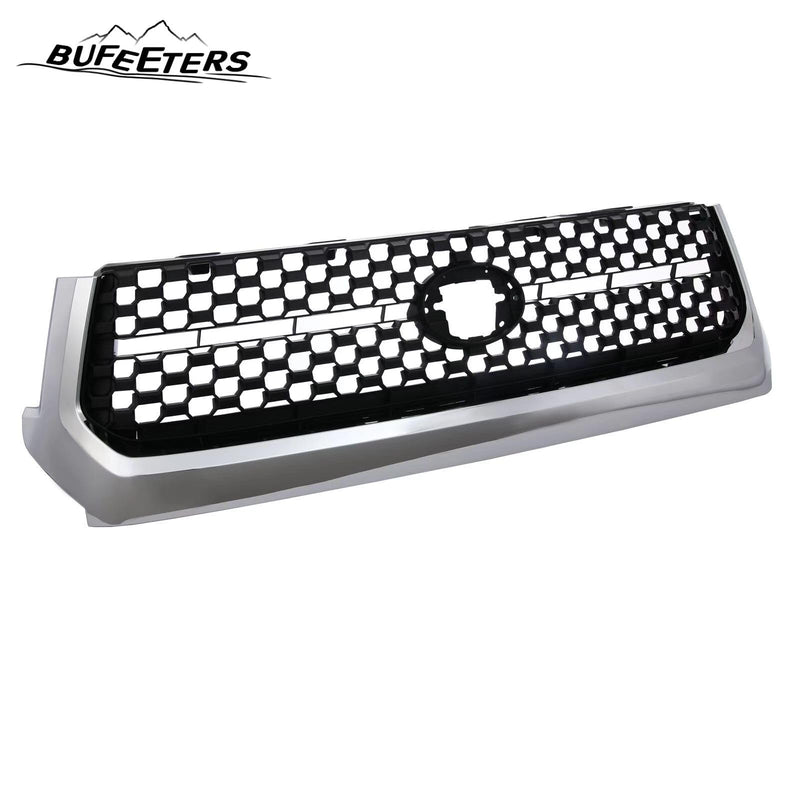 BUFEETERS Front Bumper Upper Grille Fit For 2014 2015 2016 2017 2018 2019 2020 Toyota Tundra,Honeycomb Style,Chrome&Matte Black