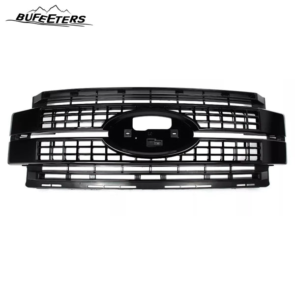 BUFEETERS Front Bumper Upper Grille Fit For 2017 2018 2019 F-250 F-350 F-450 F-550 Super Duty,Platinum Style,Gloss Black