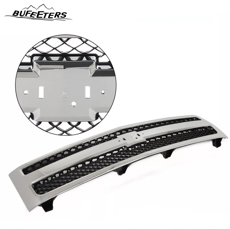 BUFEETERS Front Upper Chrome Grille w/ Black Insert Fit For 2007 2008 2009 2010 2011 2012 2013 Chevy Silverado 1500,Mesh Insert Style,Chrome&Black