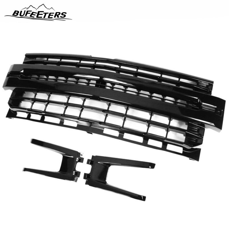 BUFEETERS Front Bumper Upper Grille Assembly Fit For 2019 2020 2021 Chevy Silverado 1500,LTZ Style/Horizontal Billet Style,Gloss Black