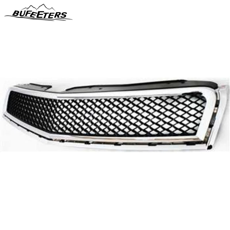 BUFEETERS  Front Bumper Upper Grille Fit For 2009 2010 2011 2012 Chevy Chevrolet Traverse,Honeycomb Style,Chrome Shell w/ Black Insert