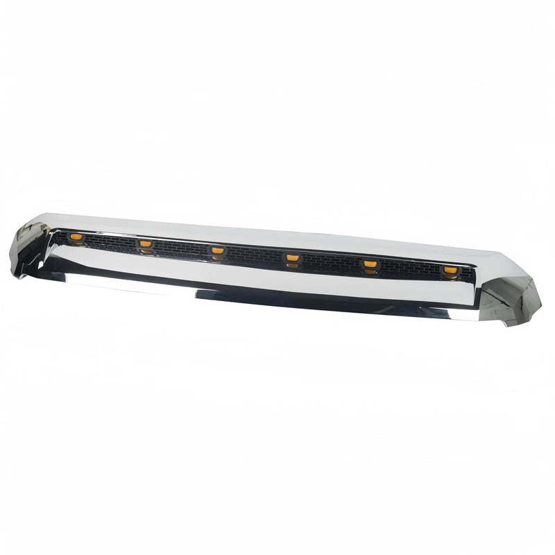 BUFEETERS  Front Upper Grille Hood Scoop Chrome w/ led Lights Lamp Fit For Toyota Tundra 2014 2015 2016 2017 2018 2019 2020 2021,Silver
