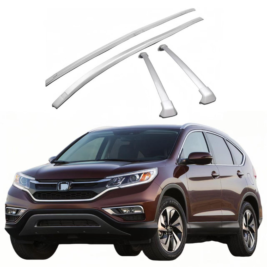 BUFEETERS   Roof Rack Cross Bars + Roof Rails Fit For 2012 2013 2014 2015 2016 Honda CRV CR-V,Silver