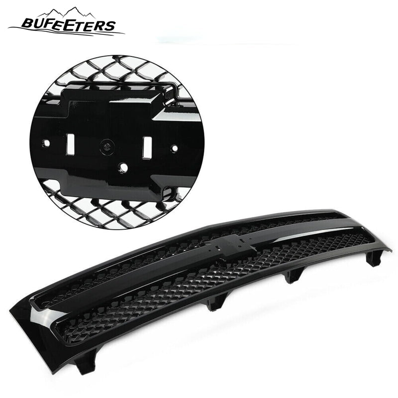 BUFEETERS Front Upper Grille Fit For 2007 2008 2009 2010 2011 2012 2013 Chevrolet Silverado 1500,Mesh insert Style,Gloss Black Shell w/ Black Insert