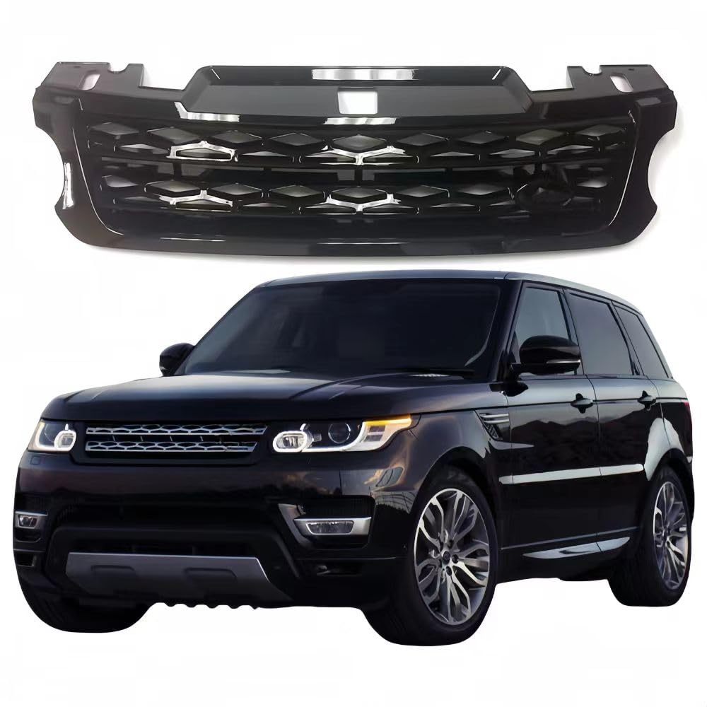 BUFEETERS Mesh Center Grille Grill Fit For 2014 2015 2016 2017 LR Rover Sport  054767 Glossy Black