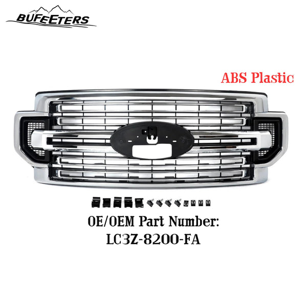 BUFEETERS Front Bumper Upper Grille Fit For 2020 2021 2022 F-250 F-350 F-450 F-550 Super Duty,Limited Style,Chrome&Black
