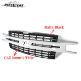 BUFEETERS Front Bumper Upper Grille Fit For 2019 2020 2021 Chevy Silverado 1500,Factory Style,GAZ Summit White&Matte Black