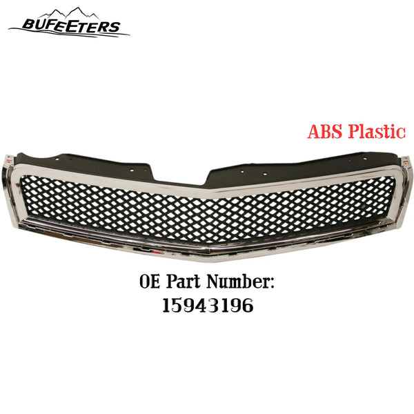 BUFEETERS  Front Bumper Upper Grille Fit For 2009 2010 2011 2012 Chevy Chevrolet Traverse,Honeycomb Style,Chrome Shell w/ Black Insert