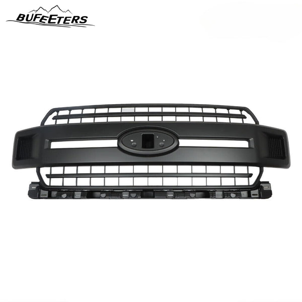 BUFEETERS  Front Bumper Upper Grille Fit For 2018 2019 2020 Ford F-150 XLT,Horizontal Bar Style,Matte Black