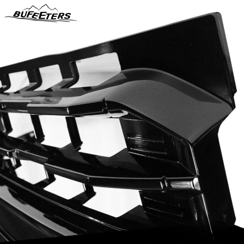 BUFEETERS Front Bumper Upper Grille Assembly Fit For 2019 2020 2021 Chevy Silverado 1500,LTZ Style/Horizontal Billet Style,Gloss Black