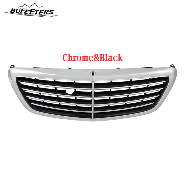 BUFEETERS  Front Bumper Upper Grille Fit For 2014 2015 2016 2017 2018 2019 2020 Mercedes Benz S-Class W222,MayBach Style,Chrome&Black