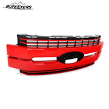 BUFEETERS Front Bumper Upper Grille Fit For 2017 2018 2019 F-250 F-350 F-450 F-550 Super Duty,
Lariat Style,Race Red&Matte Black