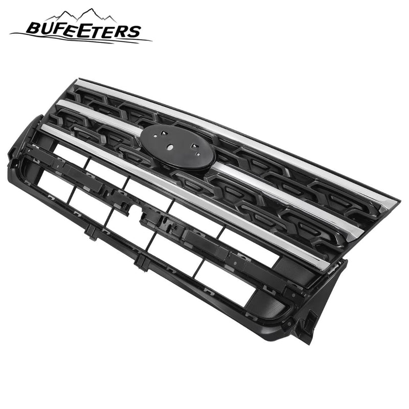 BUFEETERS Front Bumper Upper Grille Fit For 2018 2019 Ford Explorer,Factory Style,Chrome&Black