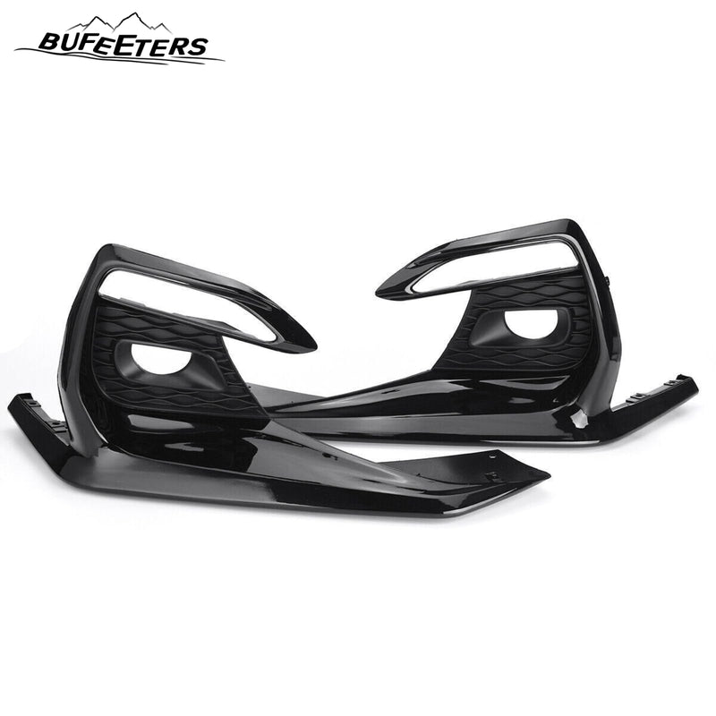 BUFEETERS   Front Bumper Upper Lower Grille Fog Light Bezels Cover Fit For 2018 2019 2020 2021 2022 INFINITI Q50 Sport,Mesh Style,Gloss Black
