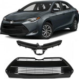 BUFEETERS  Front Bumper Upper & Lower Grille Fit For Toyota Corolla L LE XLE CE 2017 2018 2019,Factory Style,Gloss Black