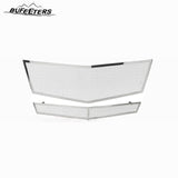 BUFEETERS  Front Bumper Upper Grille Stainless Insert Combo Chrome Fit For 2008 2009 2010 2011 2012 2013 Cadillac CTS,Mesh Style,Chrome&Silver