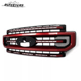 BUFEETERS Front Bumper Upper Grille Fit For 2020 2021 2022 F-250 F-350 F-450 F-550 Super Duty,Platinum Style,D4-Rapid Red&Matte Black