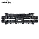 BUFEETERS Front Bumper Upper Grille Fit For 2017 2018 2019 F-250 F-350 F-450 F-550 Super Duty,Lariat Style,UX Ingot Silver&Matte Black