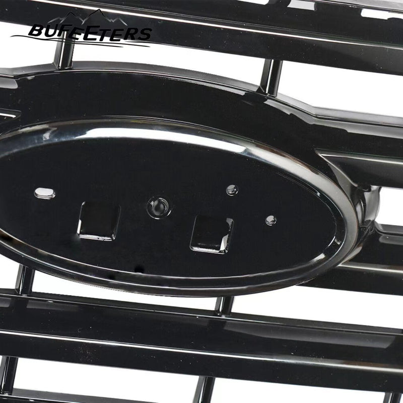 BUFEETERS  Front Bumper Upper Grille Fit For 2015 2016 2017 Ford F150,Horizontal Billet Style,Gloss Black