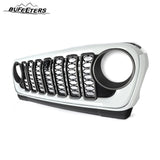 BUFEETERS  Front Bumper Upper Grille w/ Camera Hole Fit For 2018 2019 2020 2021 2022 2023 2024 Jeep Wrangler JL Gladiator JT,Rubicon Style,Bright White&Matte Black