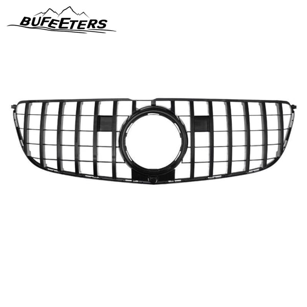 BUFEETERS  Front Bumper Upper Grille Fit For 2016 2017 2018 2019 Mercedes Benz GLS450 X166,GTR Style,Gloss Black