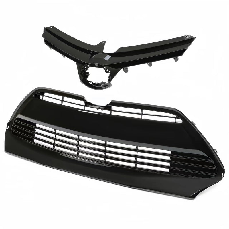 BUFEETERS  Front Bumper Upper & Lower Grille Fit For Toyota Corolla L LE XLE CE 2017 2018 2019,Factory Style,Gloss Black