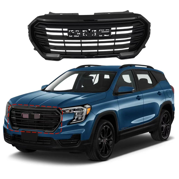 BUFEETERS  Front Bumper Upper Grille Grill Fit For 2022 2023 GMC Terrain,Denali Style,Gloss Black